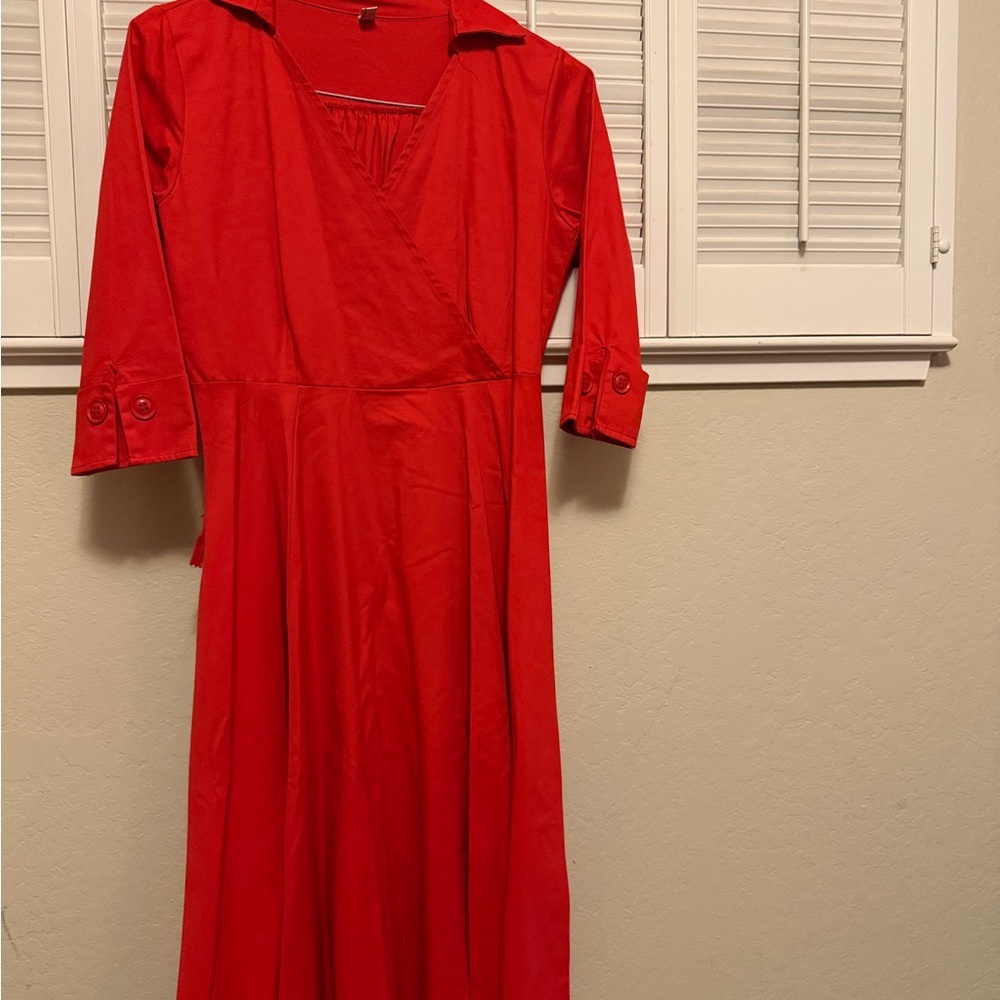 Elegant Red Wrap Dress